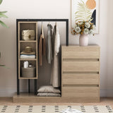 ZNTS Wardrobe with 4 Drawers and 3 Shelves,Natural N820P196888N