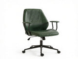 Vintage Leather Office Desk Chair, Padded Arms, 360&deg Swivel & Adjustable Height, Green 41095321