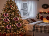 6PCS Set 3.9" Christmas Glass Ball Ornaments 3.9x3.9x3.9in Christmas Tree Hanging Decorations for 84434848