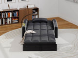 Corduroy Pull-Out Sleeper Chair With Pillow, Brushed Stainless Steel Cup Holder, Phone Stand & Usb 79529233