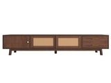 Mid Century Modern TV Stand for 80" TVs, Entertainment Center with Sliding Doors and Drawers, TV N710P257617P