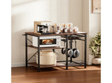 Kitchen Bakers Rack, 35.4-Inch Wide Stand with X-Frame Support, Multi-Tier Storage Shelves, 5 Hooks 27874228