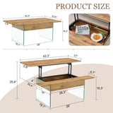 Multifunctional Lift Top Coffee Table -Light Wood Color Grain Sticker, Essential for Modern W2920P226073