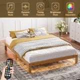 ZNTS Queen Size Wood Platform Bed Frame-12 Inch Solid Wood Queen Bed Frame with Slat Support, No Box W1858P241098