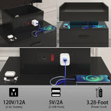 1 Set Nightstand with Adjustable LED Strip Light, 2-drawers, Large Storage Space, Suitable for W368P239006