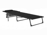 Black Outdoor Folding Chaise Lounge Chair 5-Level Adjustable Tanning Chair, with Side Table, 78504675