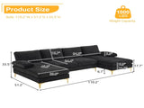 U-Shaped 4-Seat Indoor Modular Sofa Black--Same type97152732 36749210