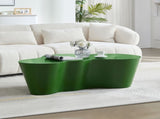 50 Inch Unique Shape Coffee Table Sturdy Fiberglass Tea Table for Living Room No Need Assembly GREEN W876P452391