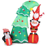 ZNTS 6 FT Lighted Christmas Inflatable Decoration, Inflatable Christmas Tree with Elf and Santa Claus, 17342073