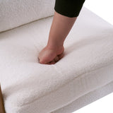 High Back Solid Wood Armrest Backrest Iron Frame Teddy Velvet Indoor Leisure Chair Off-White 78816412