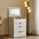 3-in-1 Vanity Desk with Mirror And Lights, Small Vanity Desk Set with Visible Glass Tabletop, 3 T3685P338702