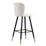 30'' modern style barstool,with white seats, black metal legs, and gold - tipped ends,suitable for N780P228980W