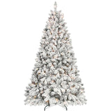 4FT Flocked Christmas Tree with 150 UL Lights and 21 Natural Pine Cones Snowy PVC Tips, 366 Tips, T3637P339737