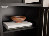 A 52-foot-tall black linen tower bamboo storage cabinet, suitable for main living spaces such as W2207P327623