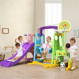ZNTS 6-in-1 Kids Portable Slide Rocking Horse Toy with Basketball Hoop and Ring Toss 94768456