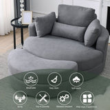 Welike Swivel Accent Barrel Modern Dark Grey Sofa Lounge Club Big Round Chair with Storage W83469809