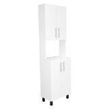 Linden 76,8" Tall Two Double Door Cabinet Kitchen Pantry with Hutch and Five Shelves, Microwave B070P264145