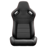 2PC New Universal Bucket Racing Seats Red Stitch Red PVC Leather Reclinable Carbon Look Leather Back W1739P266854