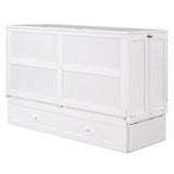 ZNTS Queen Size Mobile Murphy Bed with Drawer and Little Shelves on Each Side,White 86401985