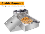 US Standard EH81 Deep Fryer, 110V, 1700W, 11.4QT/10.8L, Silver Stainless Steel, Single Tank, 92292067