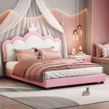 ZNTS Full size Upholstered Princess Bed With Crown Headboard,Full Size Platform Bed with Headboard and WF303337AAH