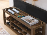 A height-adjustable long shoe-changing bench,made of natural rubberwood,comes with a comfortable W487P289973