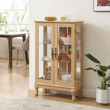 2 Doors Curio Cabinet with Tempered Glass Doors, Curio Cabinets with Mirrored Back Panel and W2275P178895