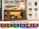 Modern Square Open-Frame Console Table with Side Storage Shelves, RGB LED Lights, APP & Remote 68578674