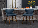 Nevis Mid-century Modern Faux Leather Tufted Nailhead Trim Counter Stool Set of 2, Blue T2574P165097