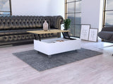 Aran Lift Top Coffee Table, Storage Compartment, White / Light Oak B097132901