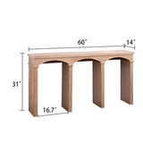Rustic Archway Console Table 60"Long Entryway Table with Decorative Arched Legs, Natural Wood W2729P330225