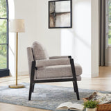 Kelly Mid-Century Modern Chenille Upholstered Accent Armchair, Grey T2574P240947