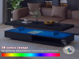 VIBE HAUS LED Coffee Table with Storage, Modern Center Table with 2 Drawers and Display Shelves, WF307038AAB