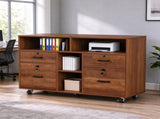 Wooden Filing Cabinet, 4 Drawers, Walnut, P2 Particle Board with Melamine Facing 39071771