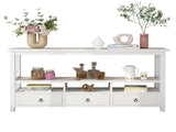 3 Tier Vintage Solid Console Table with 3 Drawers and Shelves, Industrial Console Table Coffee Table 27901297