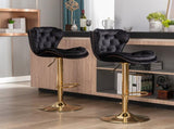 Set of 2 Bar Stools,with Chrome Footrest and Base Swivel Height Adjustable Mechanical Lifting Velvet W124946147