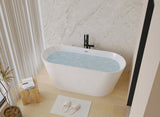 55" Acrylic Freestanding Bathtub, Stand Alone Soaking Tub, Glossy White Acrylic, Toe-tap Chrome W1675P291373