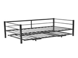 Black Twin Size Metal Sofa Bed - Convertible Daybed with Pull-Out Trundle , Multi-Functional for 59068560