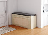 Rattan Shoe Rack, Hallway Shoe Bench, Shoe Cabinet with Flip-Drawer and Seat Cushion 76741085