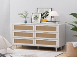 43.31"6-Drawers Rattan Storage Cabinet Rattan Drawer,for Bedroom,Living Room,White 94765252