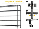 Adjustable layer spacing, wheeled display stand, iron, 117*45*185cm, powder-coated black 53017573