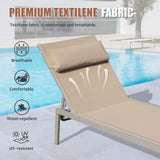 Patio Chaise Lounge Set of 3, Aluminum Pool Lounge Chairs with Side Table, Outdoor Adjustable W1859P172239