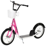 Youth Scooter with Adjustable Handlebars and plastic basket 16" Inflatable Rubber Tires -Pink 28314519