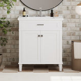 ZNTS 30-inch bathroom vanity with ceramic basin, soft close door and adjustable shelves N729P173380K