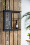 26x5.1x28.3" Black Floating Wine Bar Shelf with Glass Holder and Display Shelves W2078P223144