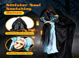 7.2FT Soul Snatching Demon Halloween Animatronic, Animated Head Lowering Motion, Sound Activated 79504142