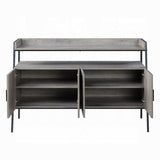 Grey Oak and Black 4-Door TV Stand B062P209415
