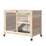 ZNTS Pet cage /Wood Rabbit Hutch-Natural （Prohibited by WalMart） 19946198