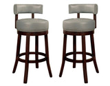 Sherly Set of 2 Bar stool 30" Swivel Stool Dark Oak Solid wood Dark Gray Leatherette Chairs Dining B01152174