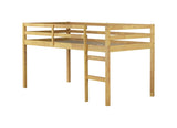 Solid Wooden, Rubber Wooden Twin Loft Bed with Ladder, Bed Platform of Strengthened Slats, Natural W504P190954